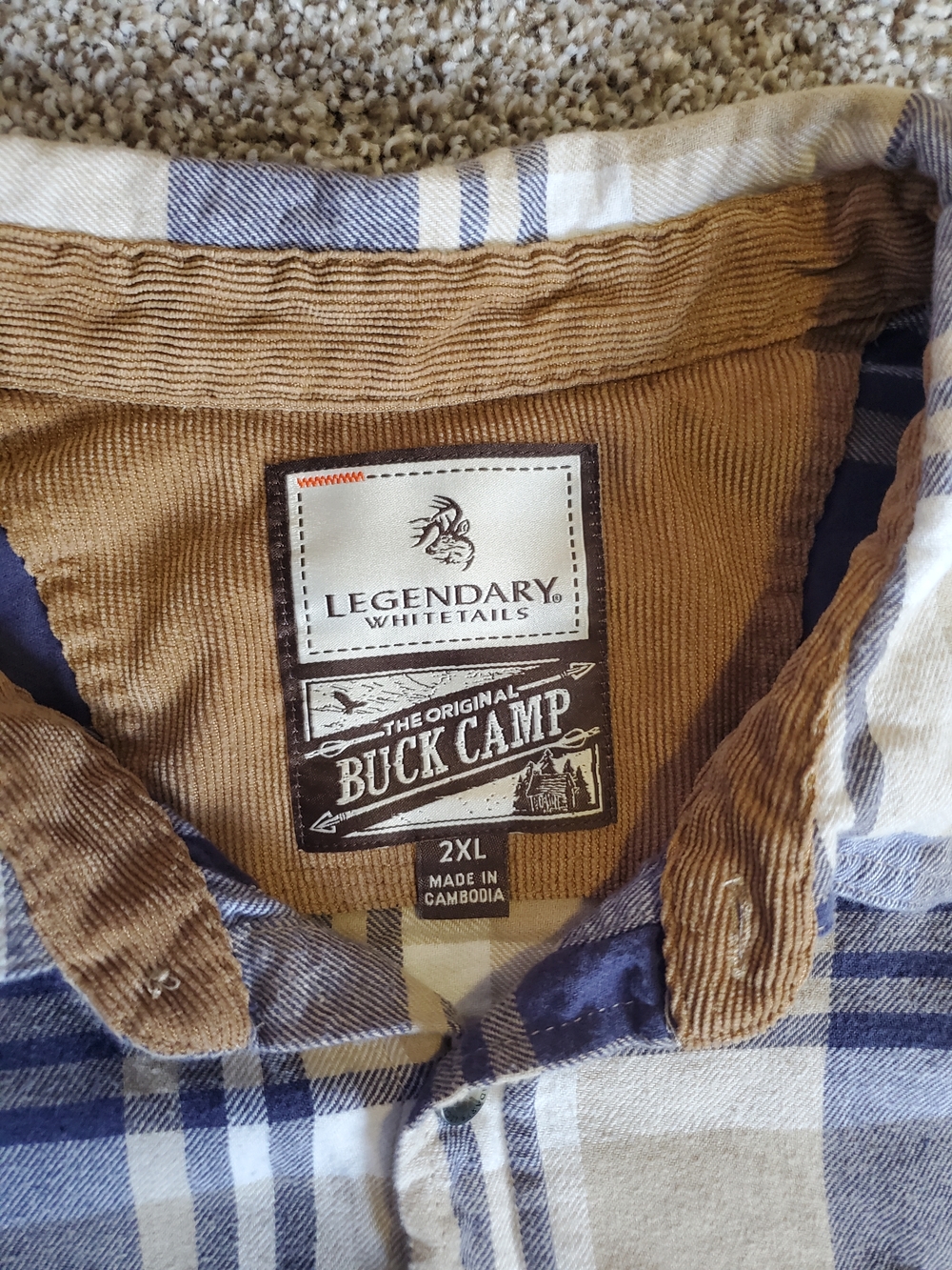 Legendary Whitetails Plaid Button-Up Corduroy Collar Size 2X